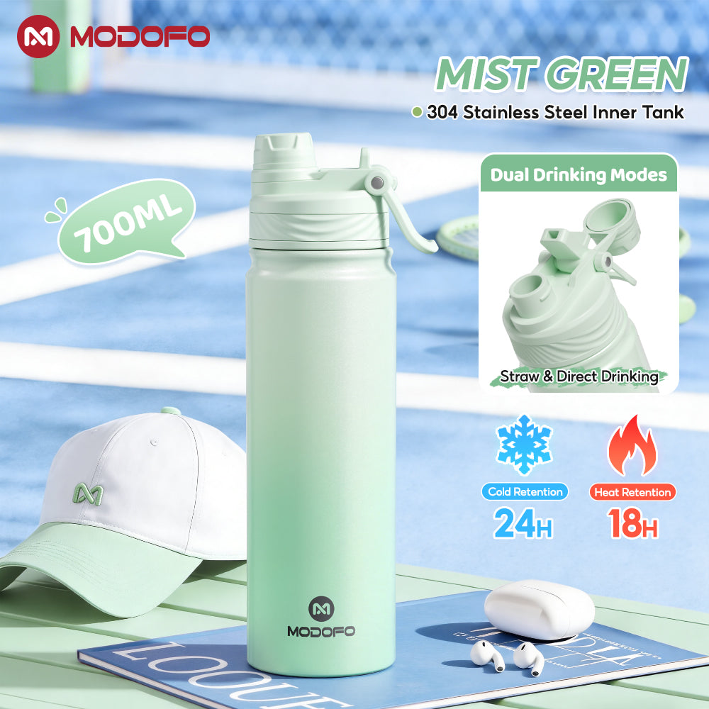 MODOFO 700ml Sports Bottle Insulated Tumbler with Straw Stainless