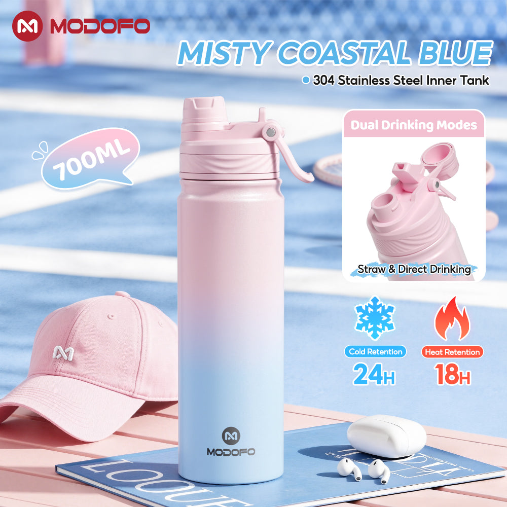 MODOFO 700ml Sports Bottle Insulated Tumbler with Straw Stainless