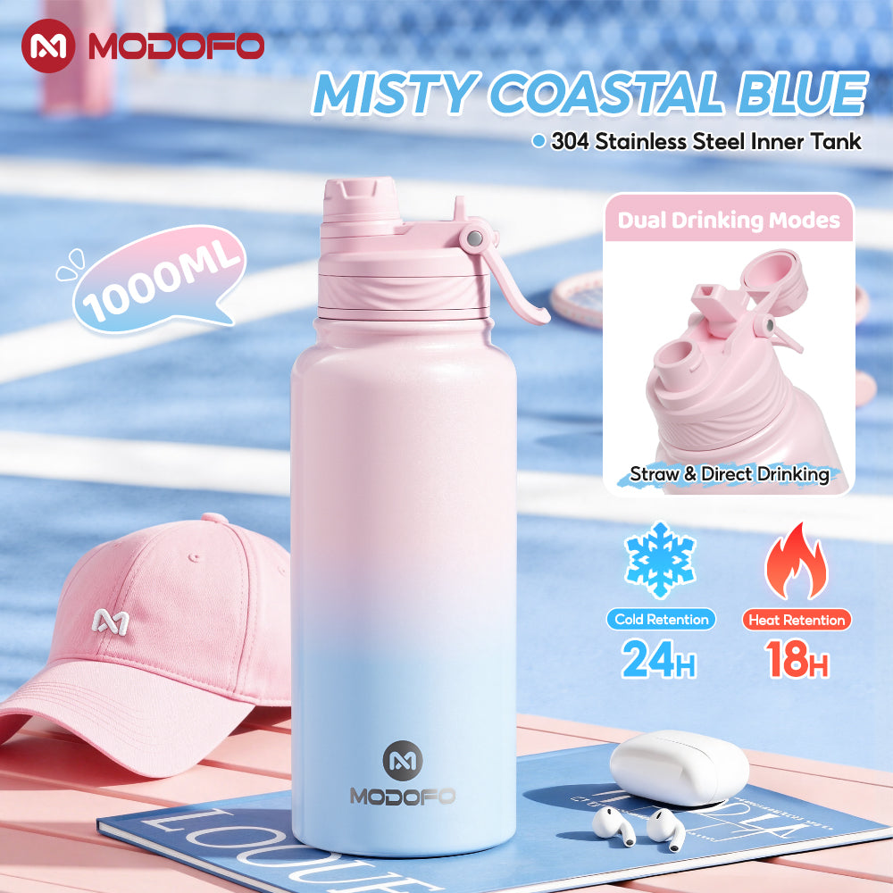 MODOFO 700ml Sports Bottle Insulated Tumbler with Straw Stainless