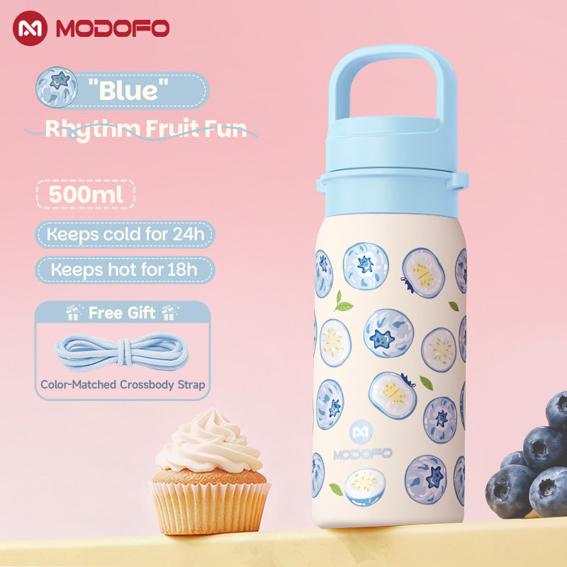 MODOFO 500 ml Insulated Tumbler with Strap – Carry Berry  | Compact Stainless Steel Bottle