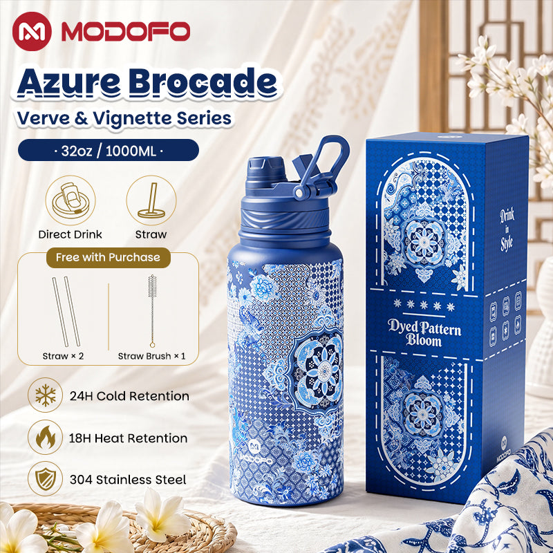 MODOFO 30oz Tumbler Tahan Sejuk Straw Batik Series botol air tahan sejuk Insulated Tumbler with Straw Thermos Bottle