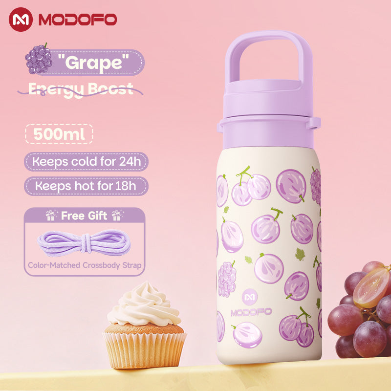 MODOFO 500 ml Insulated Tumbler with Strap – Carry Berry  | Compact Stainless Steel Bottle