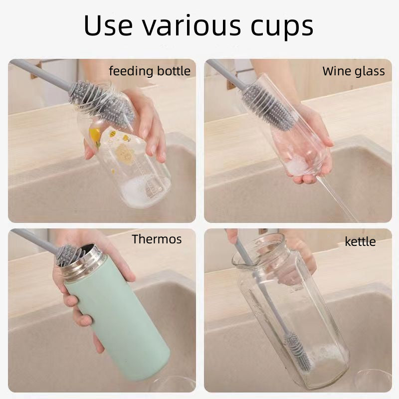 MODOFO Tumbler Brush Cup Brush Insulation Tumbler cleaning long handle Brush Silicone Brush