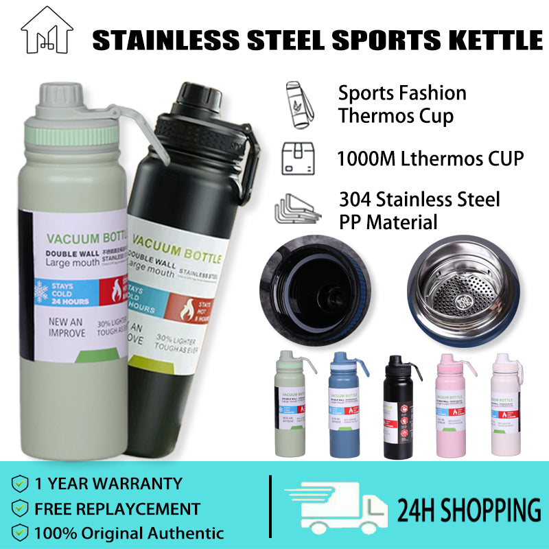 MODOFO 1000ml stainless steel portable sports cup large grade drinking water cup