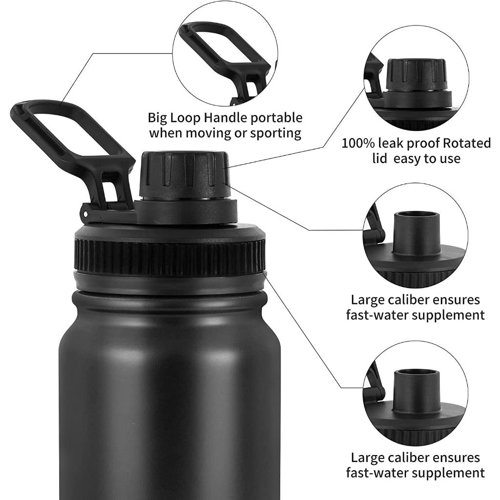 MODOFO 1000ml Sports Large Volume 304 Stainless Steel Vacuum Water Bottle