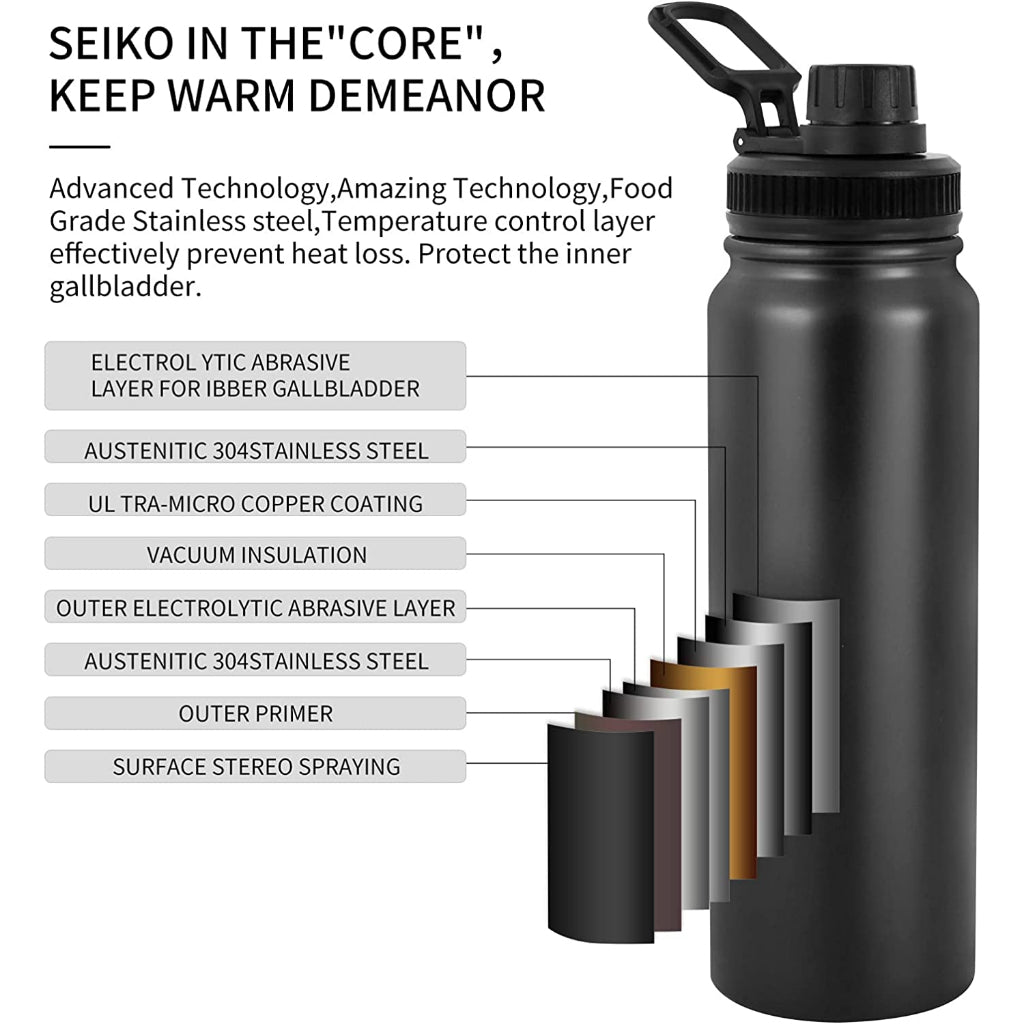 MODOFO 1000ml Sports Large Volume 304 Stainless Steel Vacuum Water Bottle