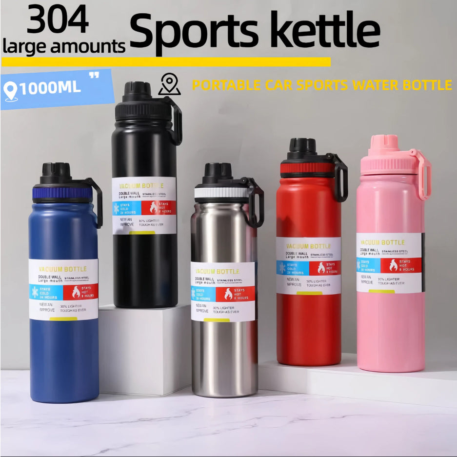 MODOFO 1000ml stainless steel portable sports cup large grade drinking water cup