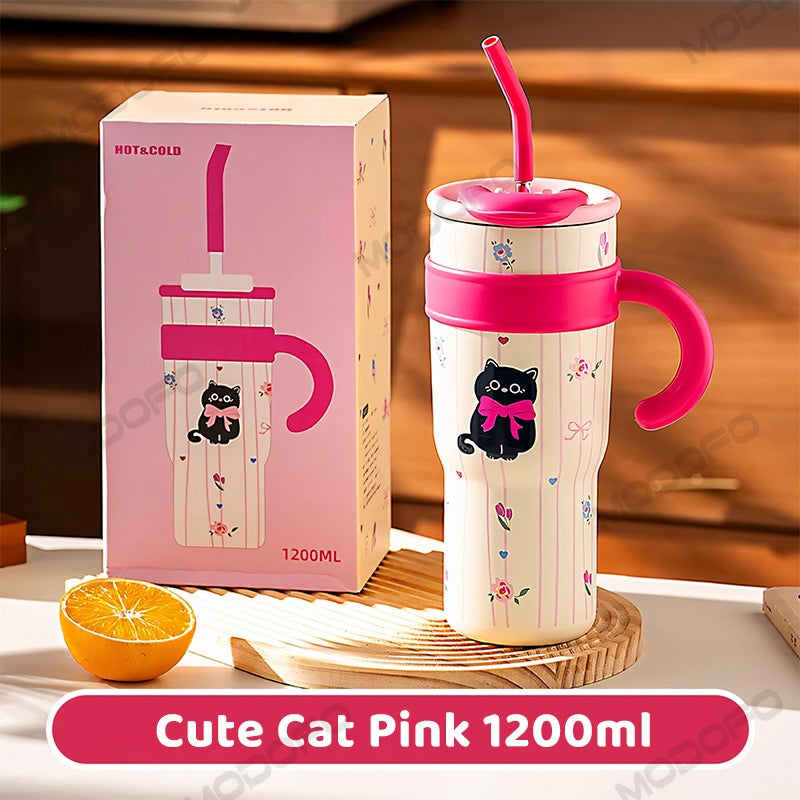 MODOFO 1200ML 316 Stainless Steel Ice Cup with Straw Portable Card Travel Cup