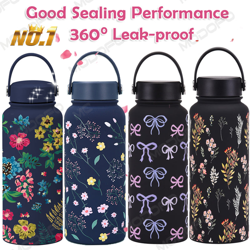 MODOFO 1000ML Butterfly Print Series Stainless Steel Thermos Bottle