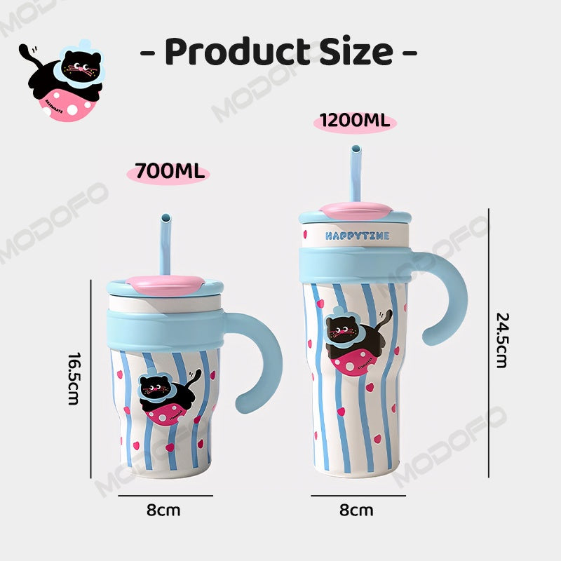 MODOFO 1200ML 316 Stainless Steel Ice Cup with Straw Portable Card Travel Cup