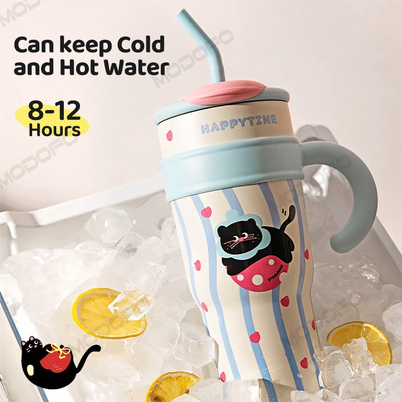 MODOFO 1200ML 316 Stainless Steel Ice Cup with Straw Portable Card Travel Cup