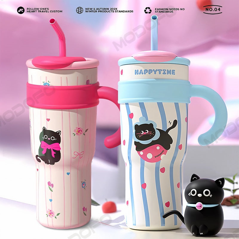 MODOFO 1200ML 316 Stainless Steel Ice Cup with Straw Portable Card Travel Cup