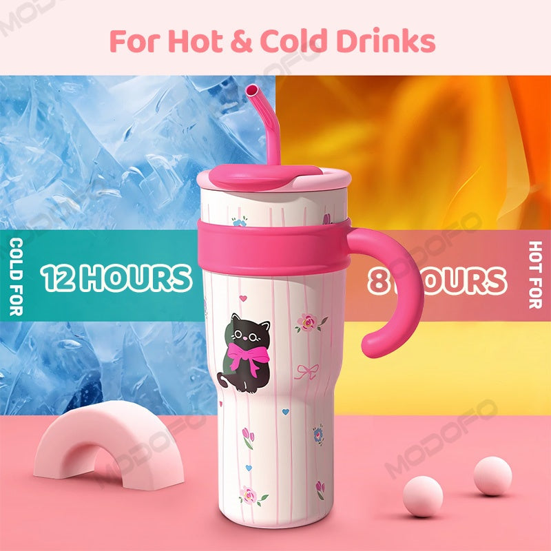 MODOFO 1200ML 316 Stainless Steel Ice Cup with Straw Portable Card Travel Cup