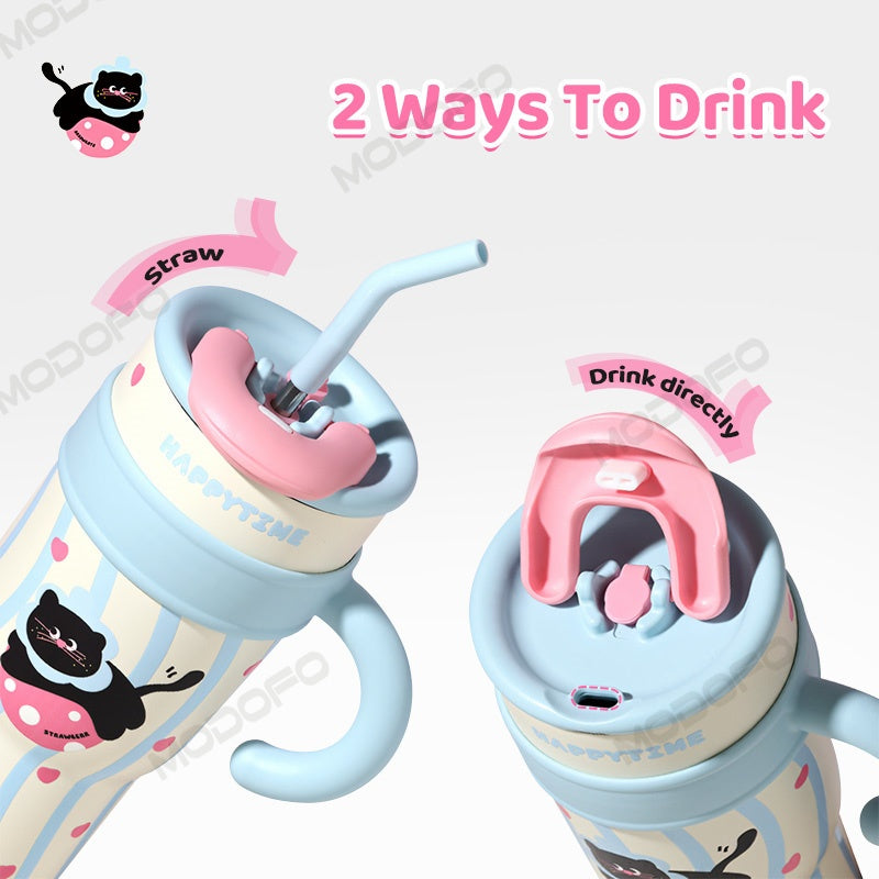 MODOFO 1200ML 316 Stainless Steel Ice Cup with Straw Portable Card Travel Cup