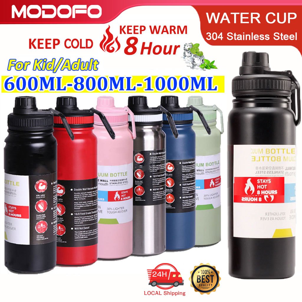 MODOFO 1000ml stainless steel portable sports cup large grade drinking water cup