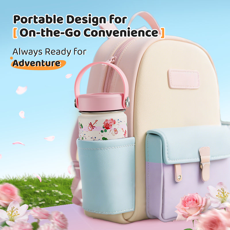 MODOFO 12oz Children's Thermos Bottle Stainless Steel Cute Cartoon Portable Travel Cup