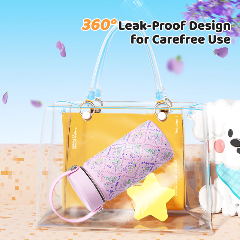 MODOFO 12oz Children's Thermos Bottle Stainless Steel Cute Cartoon Portable Travel Cup