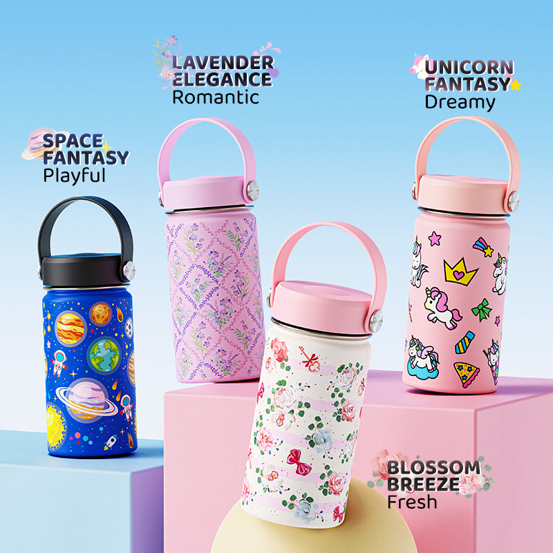 MODOFO 12oz Children's Thermos Bottle Stainless Steel Cute Cartoon Portable Travel Cup