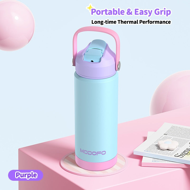 MODOFO Tumbler 18 oz Portable Stainless Steel Colorful Print Water Bottle with Straw