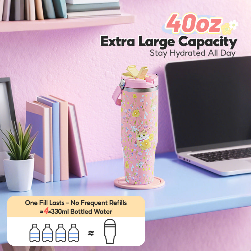 MODOFO 40oz Insulated Cup with Straw for Cooling and Insulation