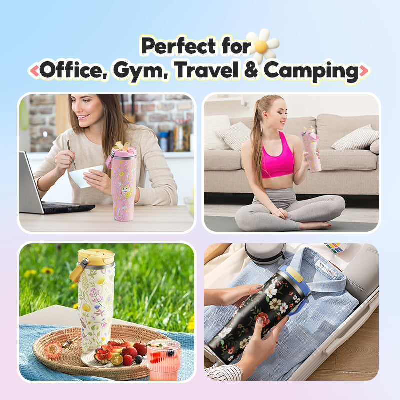 MODOFO 40oz Insulated Cup with Straw for Cooling and Insulation