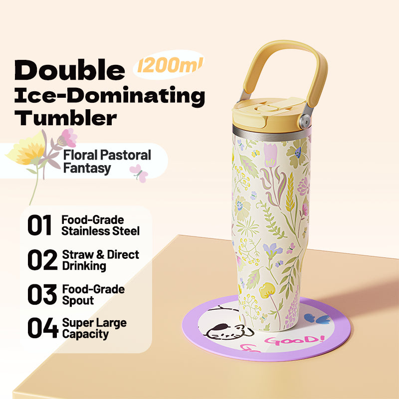 MODOFO 40 oz Insulated Tumbler with Straw | 1200 ml Large-Capacity Stainless Steel Travel Bottle