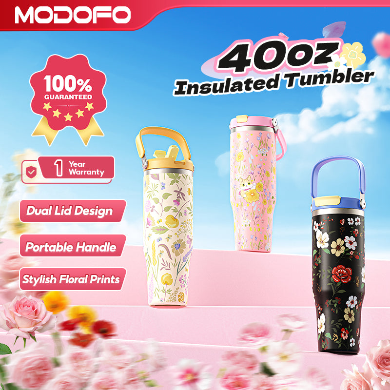 MODOFO 40oz Insulated Cup with Straw for Cooling and Insulation