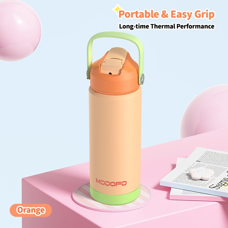 MODOFO Tumbler 18 oz Portable Stainless Steel Colorful Print Water Bottle with Straw
