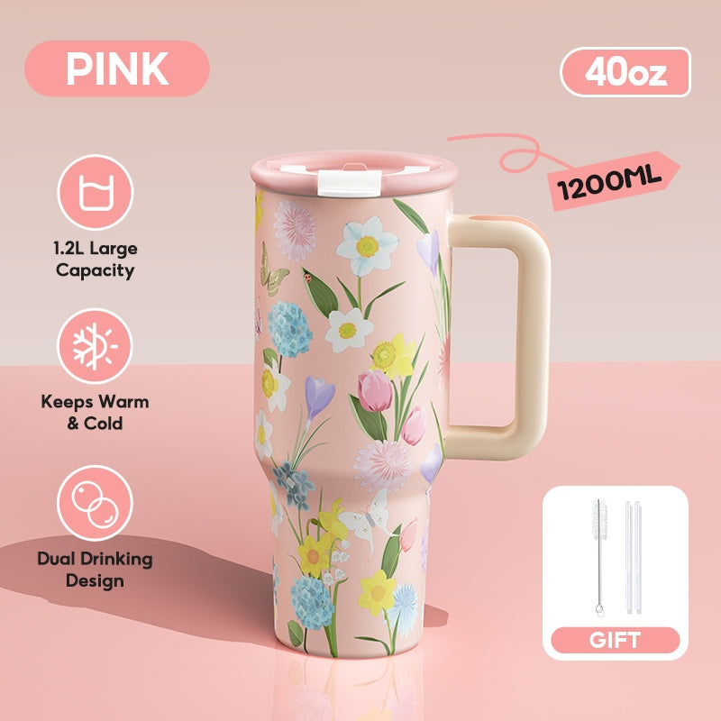 MODOFO 40 oz Insulated Tumbler with Straw | 1200 ml Large-Capacity Stainless Steel Bottle