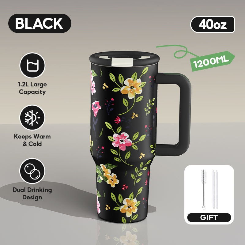 MODOFO 40 oz Insulated Tumbler with Straw | 1200 ml Large-Capacity Stainless Steel Bottle