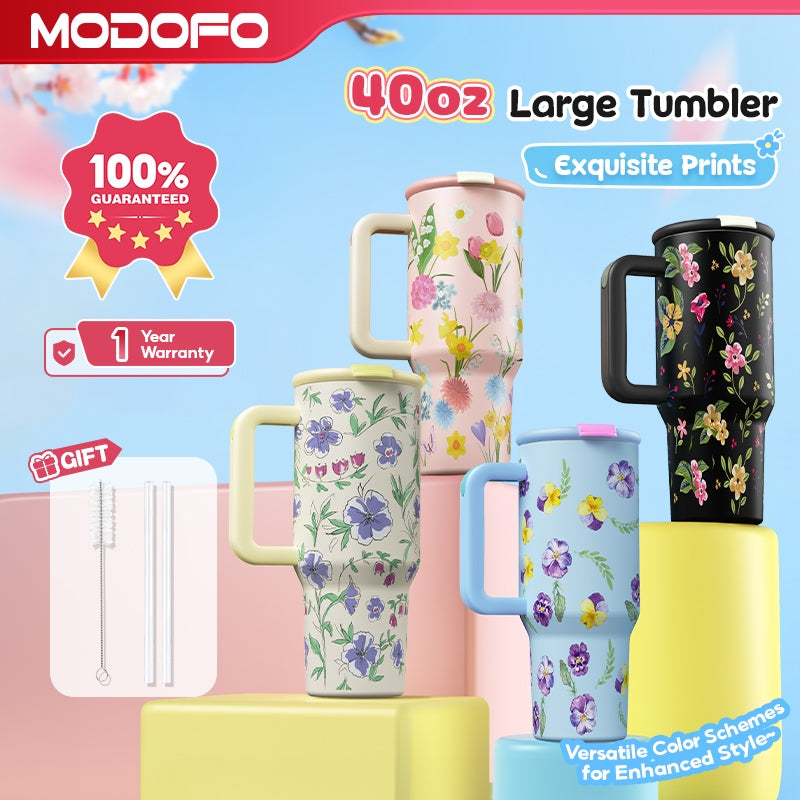 MODOFO 40 oz Insulated Tumbler with Straw | 1200 ml Large-Capacity Stainless Steel Bottle