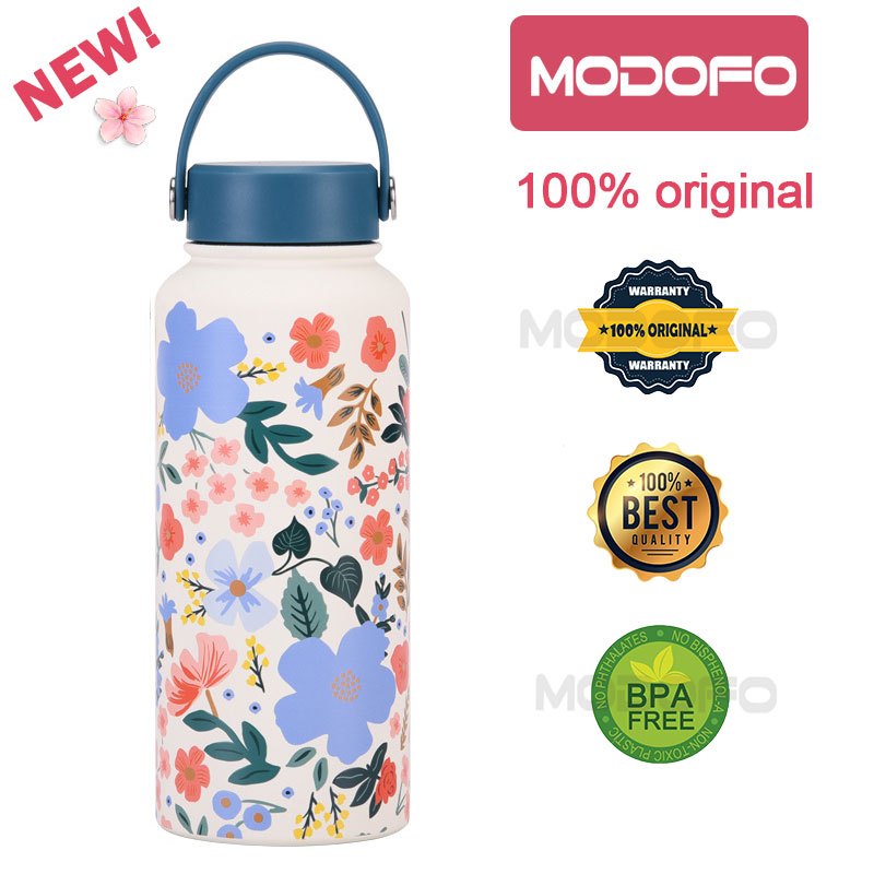 MODOFO 1000ML Butterfly Print Series Stainless Steel Thermos Bottle