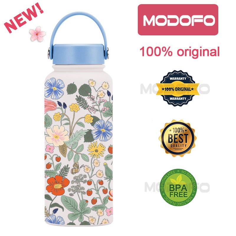 MODOFO 1000ML Butterfly Print Series Stainless Steel Thermos Bottle