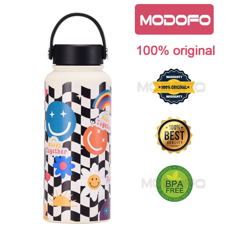 MODOFO 1000ML Butterfly Print Series Stainless Steel Thermos Bottle