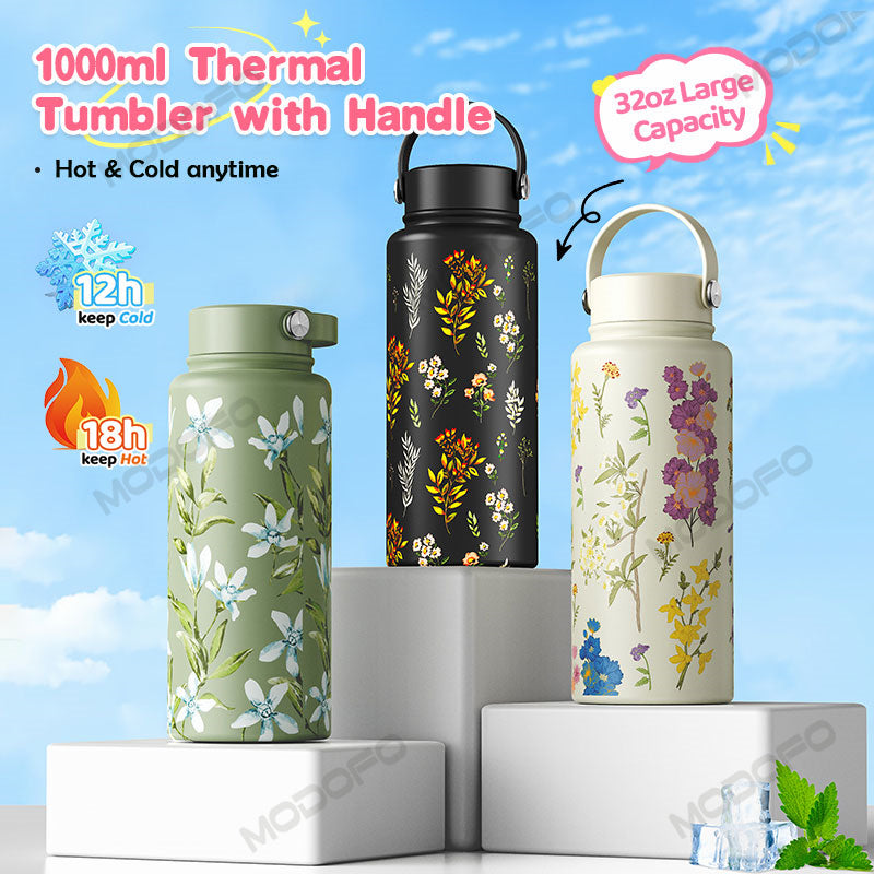 MODOFO 1000ML Large Volume Thermos Cup Printing Series Essential for Hydration