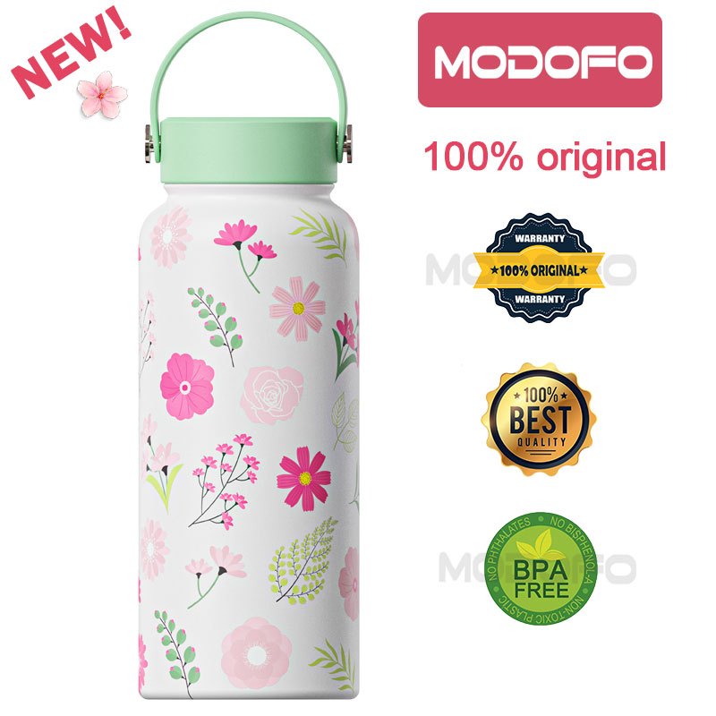MODOFO 1000ML Butterfly Print Series Stainless Steel Thermos Bottle