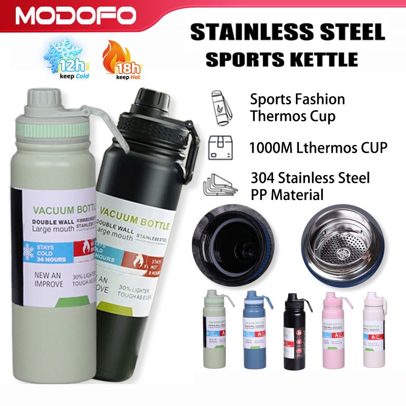 MODOFO 1000ml Sports Large Volume 304 Stainless Steel Vacuum Water Bottle