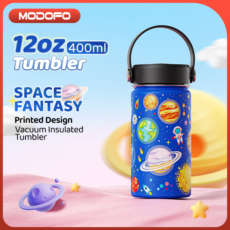 MODOFO 12oz Children's Thermos Bottle Stainless Steel Cute Cartoon Portable Travel Cup