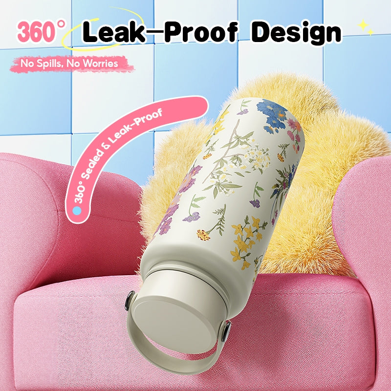 MODOFO Solid Color Insulated Bottle Cap with Straw - Compatible with Various Bottles 1000ml & 18oz