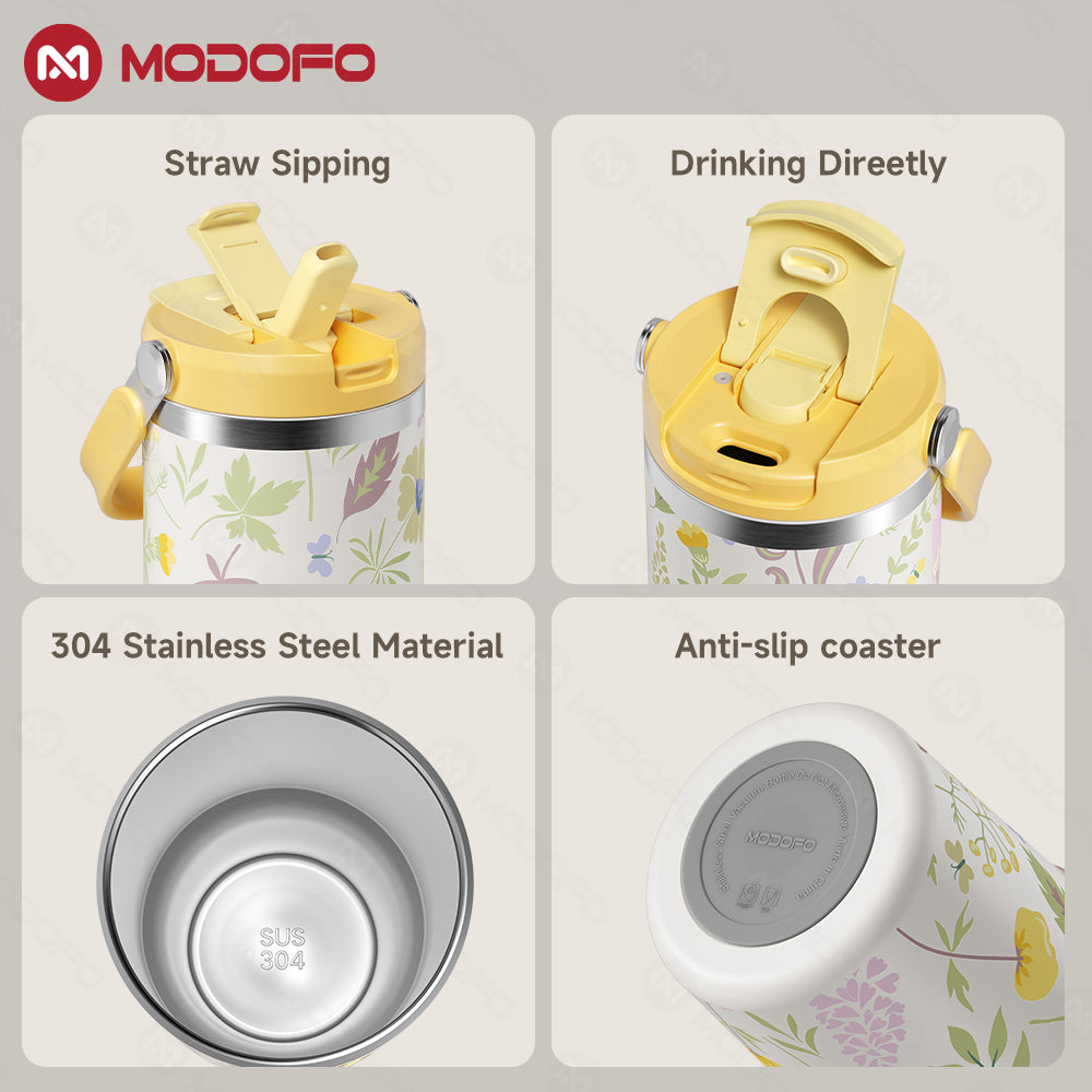 MODOFO 40 oz Insulated Tumbler with Straw | 1200 ml Large-Capacity Stainless Steel Travel Bottle