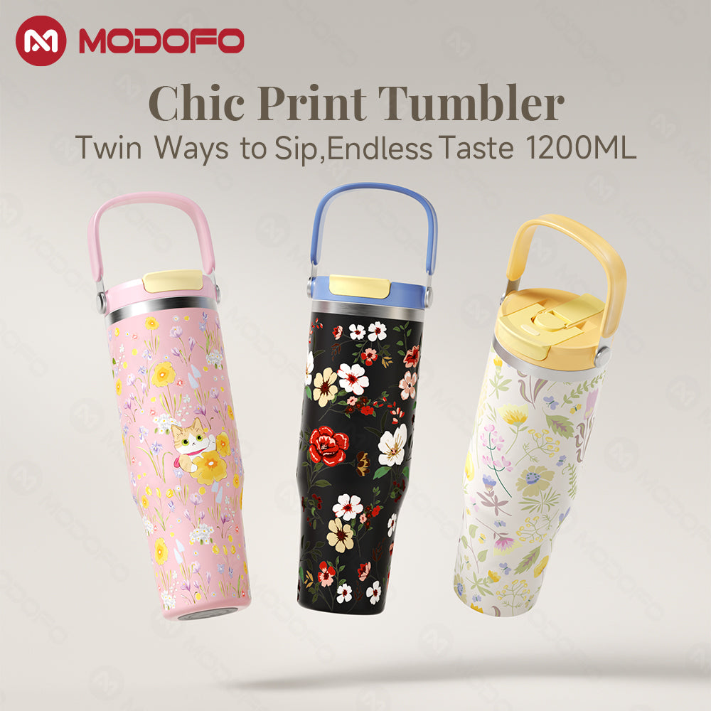 MODOFO 40 oz Insulated Tumbler with Straw | 1200 ml Large-Capacity Stainless Steel Travel Bottle