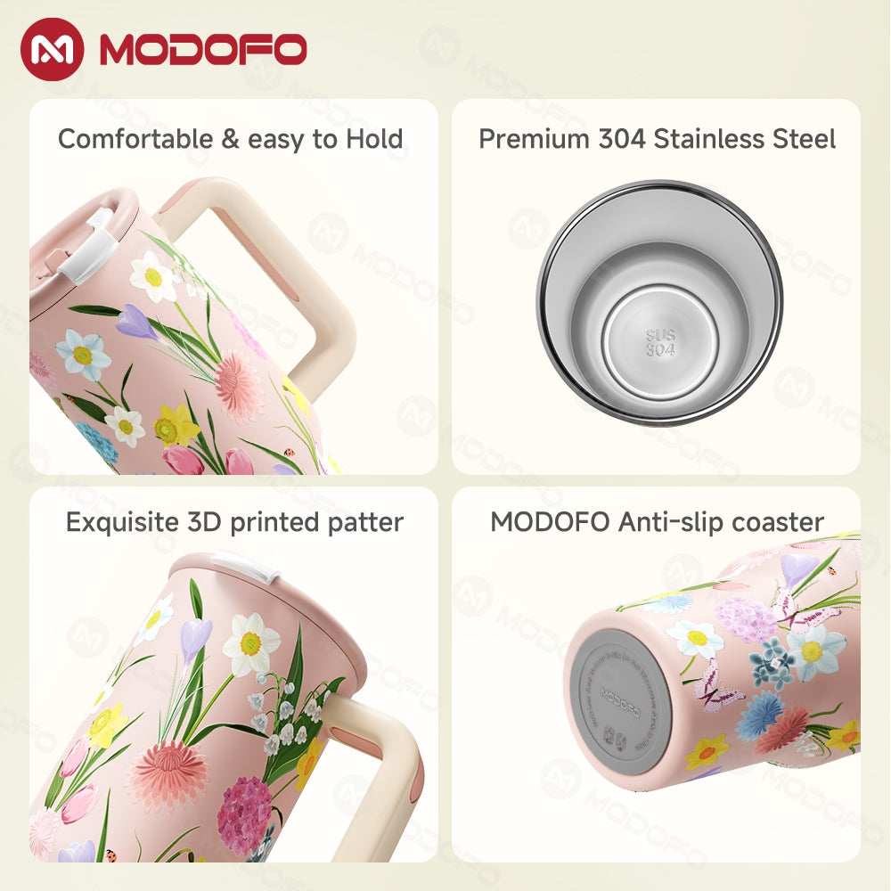 MODOFO 40 oz Insulated Tumbler with Straw | 1200 ml Large-Capacity Stainless Steel Bottle