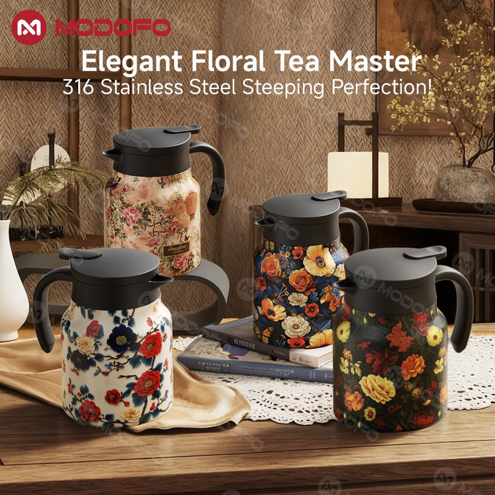 MODOFO 316 Stainless Steel Thermos Teapot | 1 L Thermal Coffee Pot for Hot and Cold Drinks
