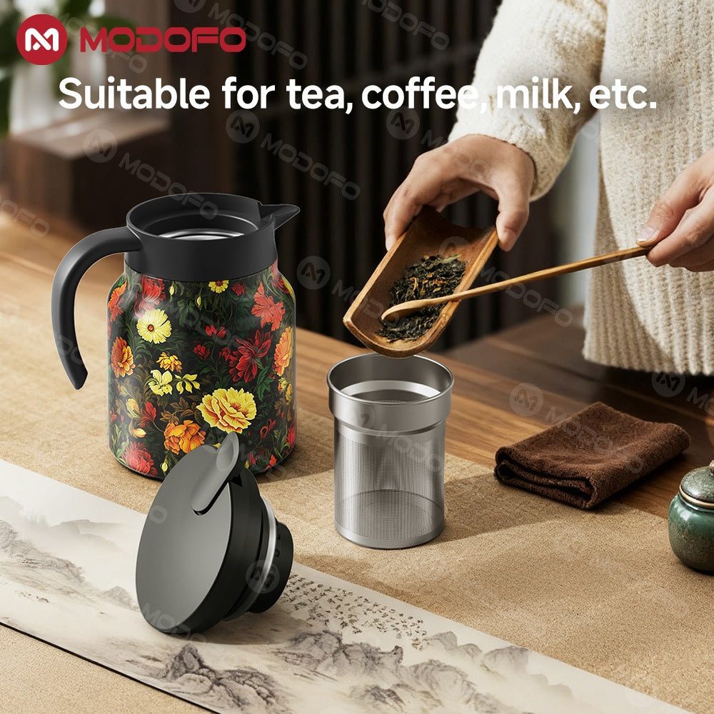 MODOFO 316 Stainless Steel Thermos Teapot | 1 L Thermal Coffee Pot for Hot and Cold Drinks