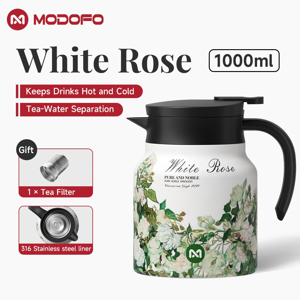 MODOFO 316 Stainless Steel Thermos Teapot | 1 L Thermal Coffee Pot for Hot and Cold Drinks