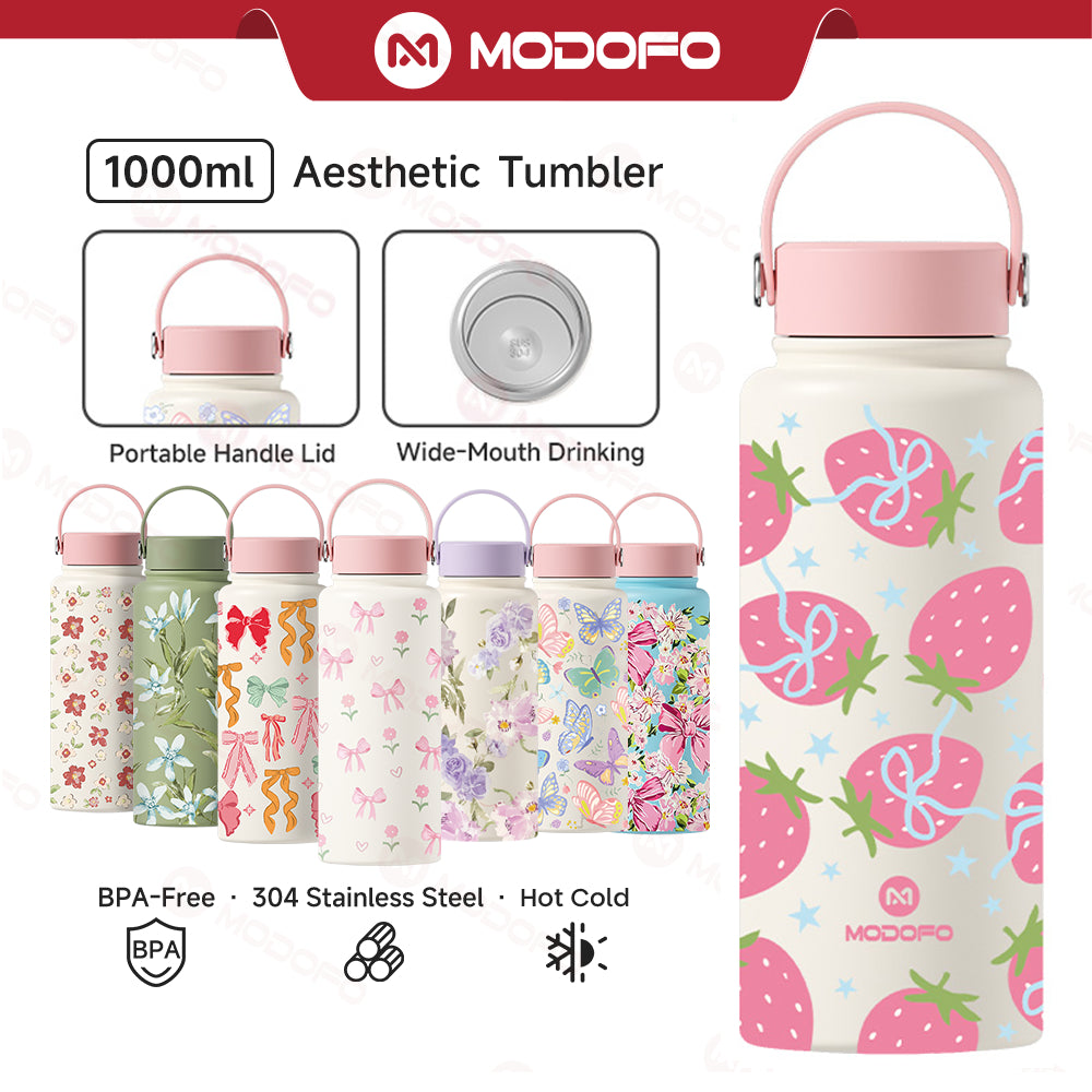MODOFO 1000ml Insulated Tumbler with Straw – Everyday Thermal Bottle