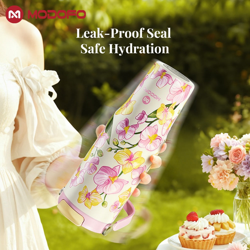 MODOFO 40oz Stainless Steel Insulated Tumbler with Straw – Large Capacity, Dual-Lid Design, Vacuum-Sealed for Hot & Cold Drinks