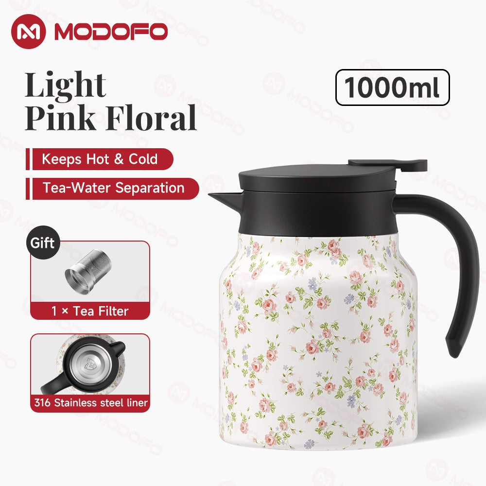MODOFO 316 Stainless Steel Thermos Teapot | 1 L Thermal Coffee Pot for Hot and Cold Drinks